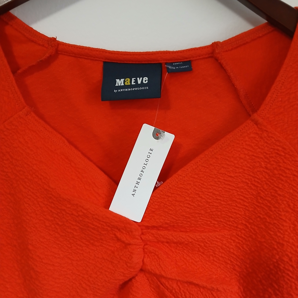 🕶 Athropologie-Maeve-Sweetheart- Women's-red/orange-Long Sleeve- Blouse-XS-NWT - Picture 5 of 9